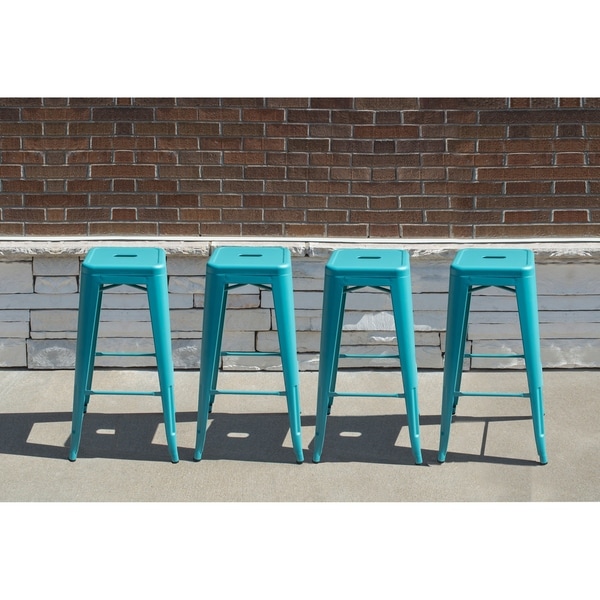 Loft Teal 30 inch Metal Bar Stool - 4 Piece