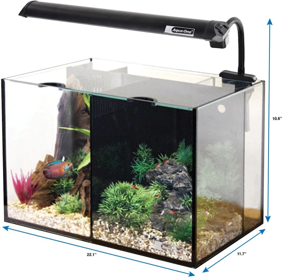 Underwater Treasures Aqua One Betta Trio Aquarium， 8.4-gal