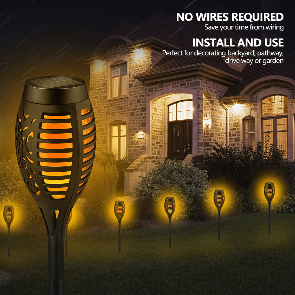 1.8ft. ABLEGRID Solar Torch Lights Outdoor, LED Solar Garden Lights Waterproof Solar Landscape Lights Decorative for Lawn, Patio, Yard, Garden, Pathway 【Vivid Dancing Flickering Flames】