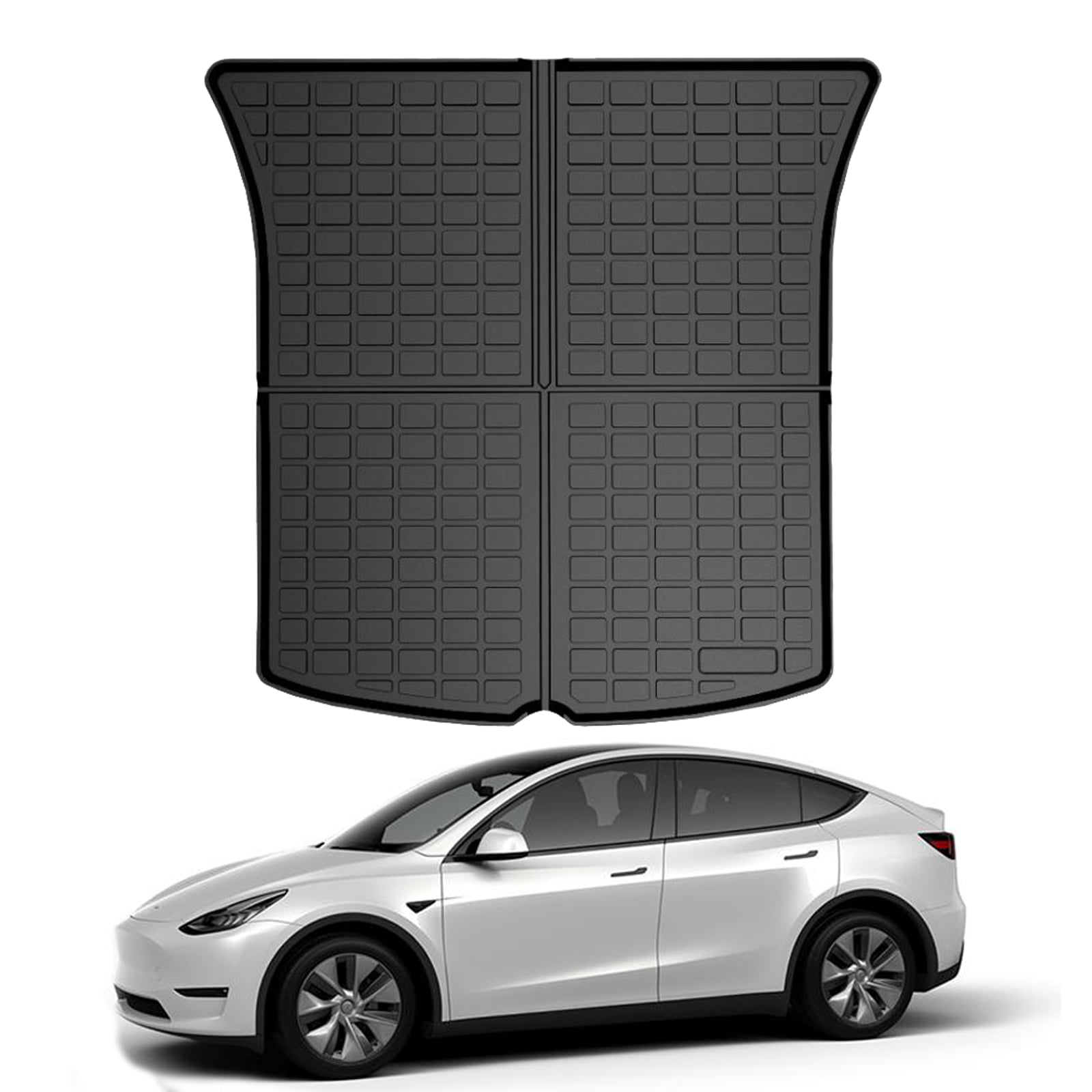 KIKIMO Tesla Model Y Cargo Mat Cargo Liners， Tesla Model Y Accessories， All Weather Trunk Mat， Waterproof Rear Cargo Mat Custom Fit for Tesla， Heavy Duty Floor Mats