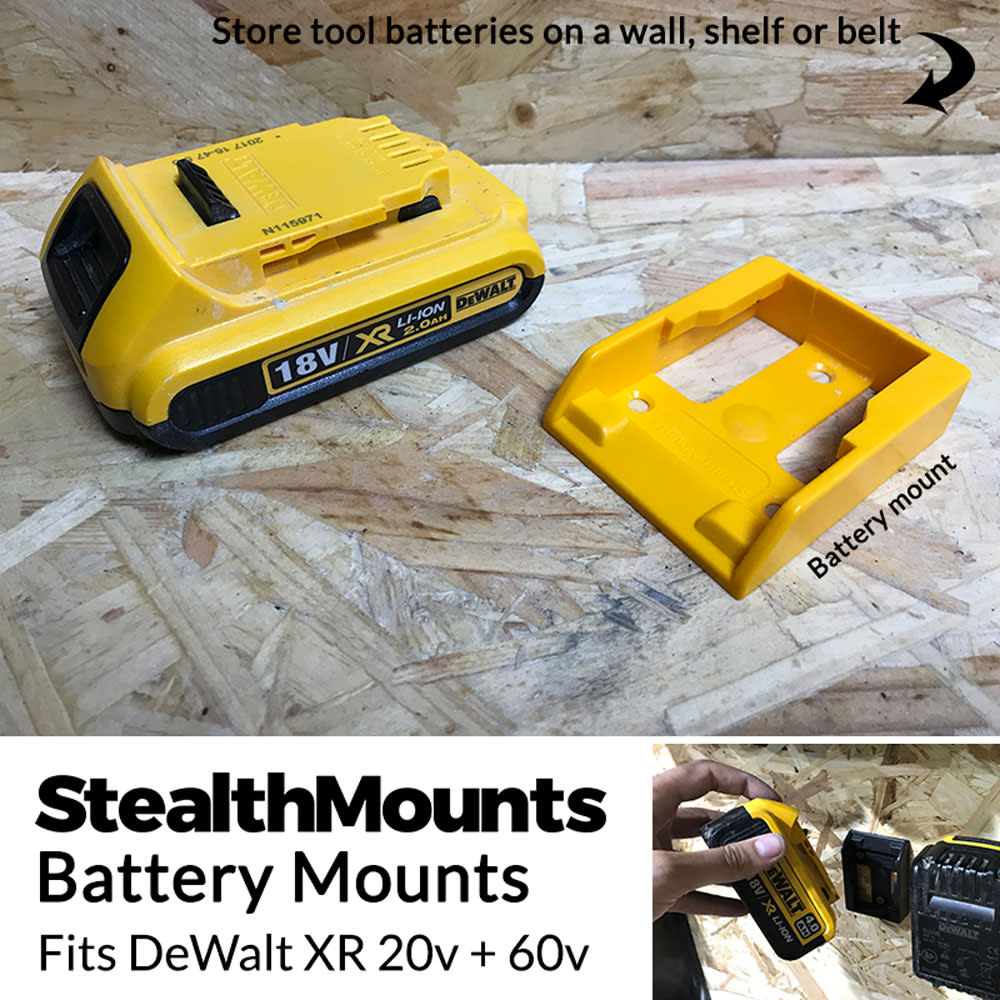 StealthMounts Battery Mount DEWALT XR 20V 60V Yellow 6pk ;