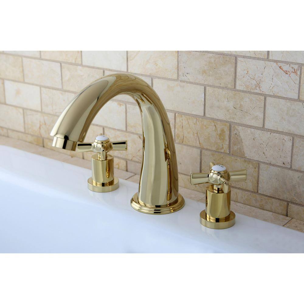 Kingston Brass Millennium 2-Handle Deck Mount Roman Tub Faucet in Polished Brass HKS2362ZX