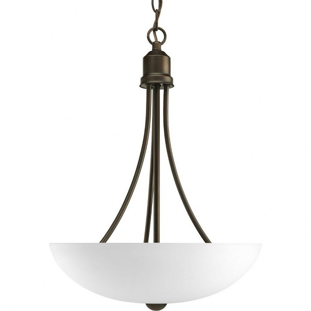 Progress Lighting Gather Collection 2 light Inverted Pendant Antique Bronze Etched Glass Shade