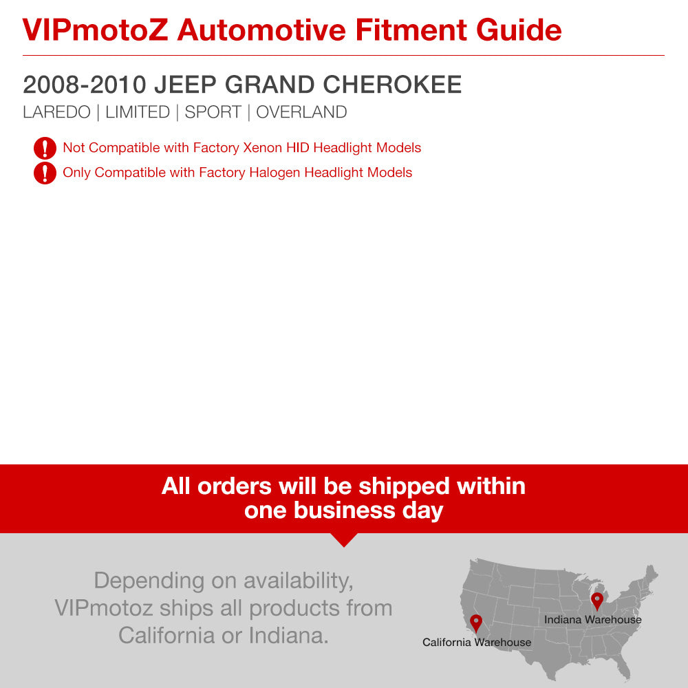 VIPMOTOZ Projector Headlight Assembly For 2008-2010 Jeep Grand Cherokee (Factory Halogen Model)