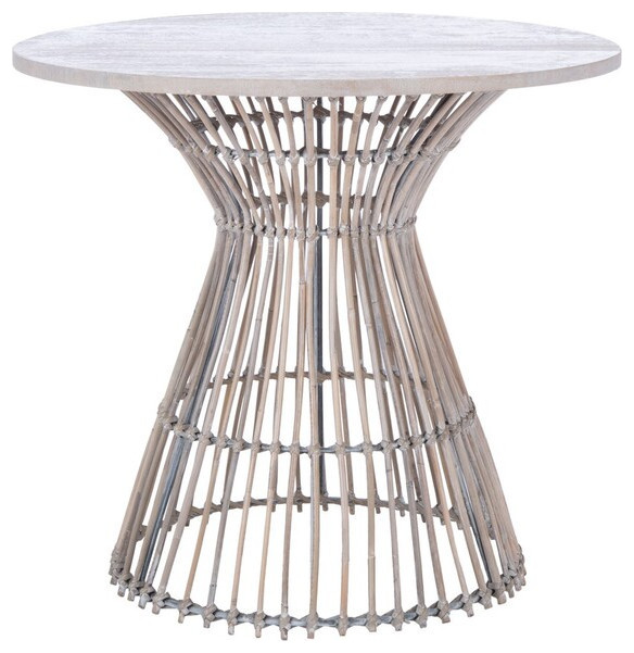 Arabia Round Accent Table Gray White Wash/Black   Tropical   Side Tables And End Tables   by AED Luxury Home Decor  Houzz