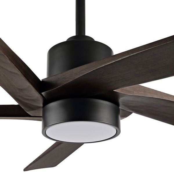 WINGBO 64 Inch DC Ceiling Fan with Lights and Remote Control， 5 Reversible Carved Wood Blades - N/A Shopping - The Best Deals on Ceiling Fans | 40094819