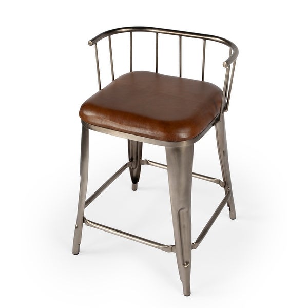 Butler Coriander Iron and Leather Counter Stool