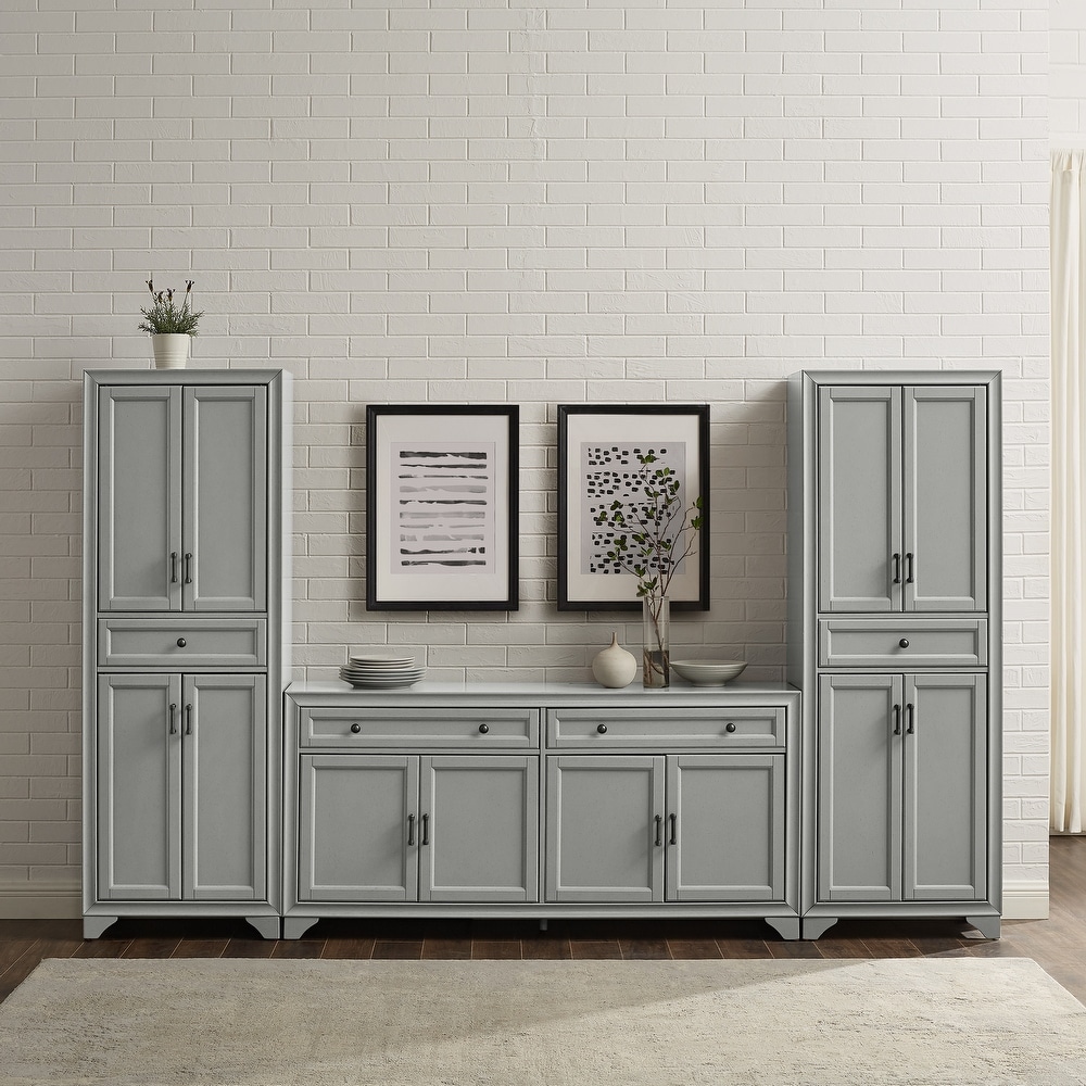 Tara 3 piece Distressed Grey 108.5 inch Sideboard and Pantry Set   15\