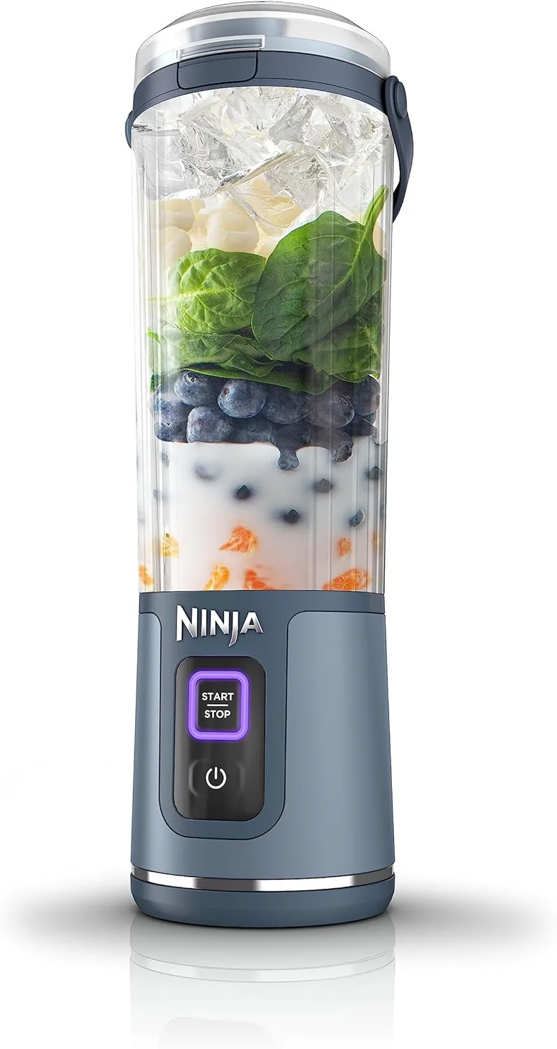 Ninja BC51NV Blast Portable Blender, Cordless, 18oz. Vessel, Personal Blender-for Shakes & Smoothies, BPA Free, Leakproof-Lid & Sip Spout, USB-C Rechargeable, Dishwasher Safe Parts, Denim Blue