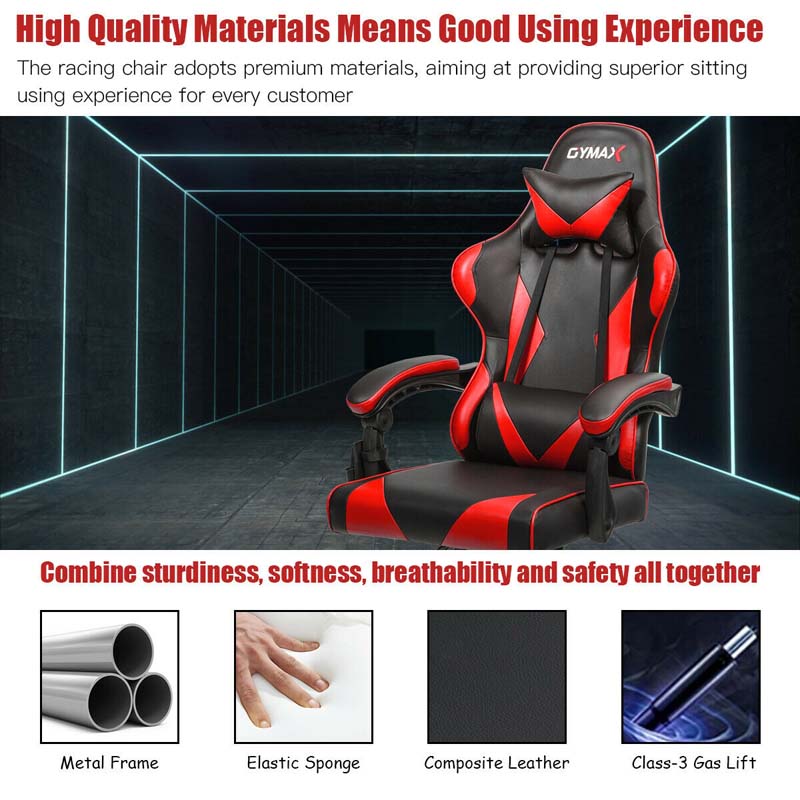 Massage Gaming Chair Recliner, Racing Computer Office Chair, Ergonomic High Back Swivel PC Game Chair with Headrest & Lumbar Support