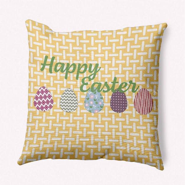 Happy Easter Square Throw Pillow Yellow E By Design