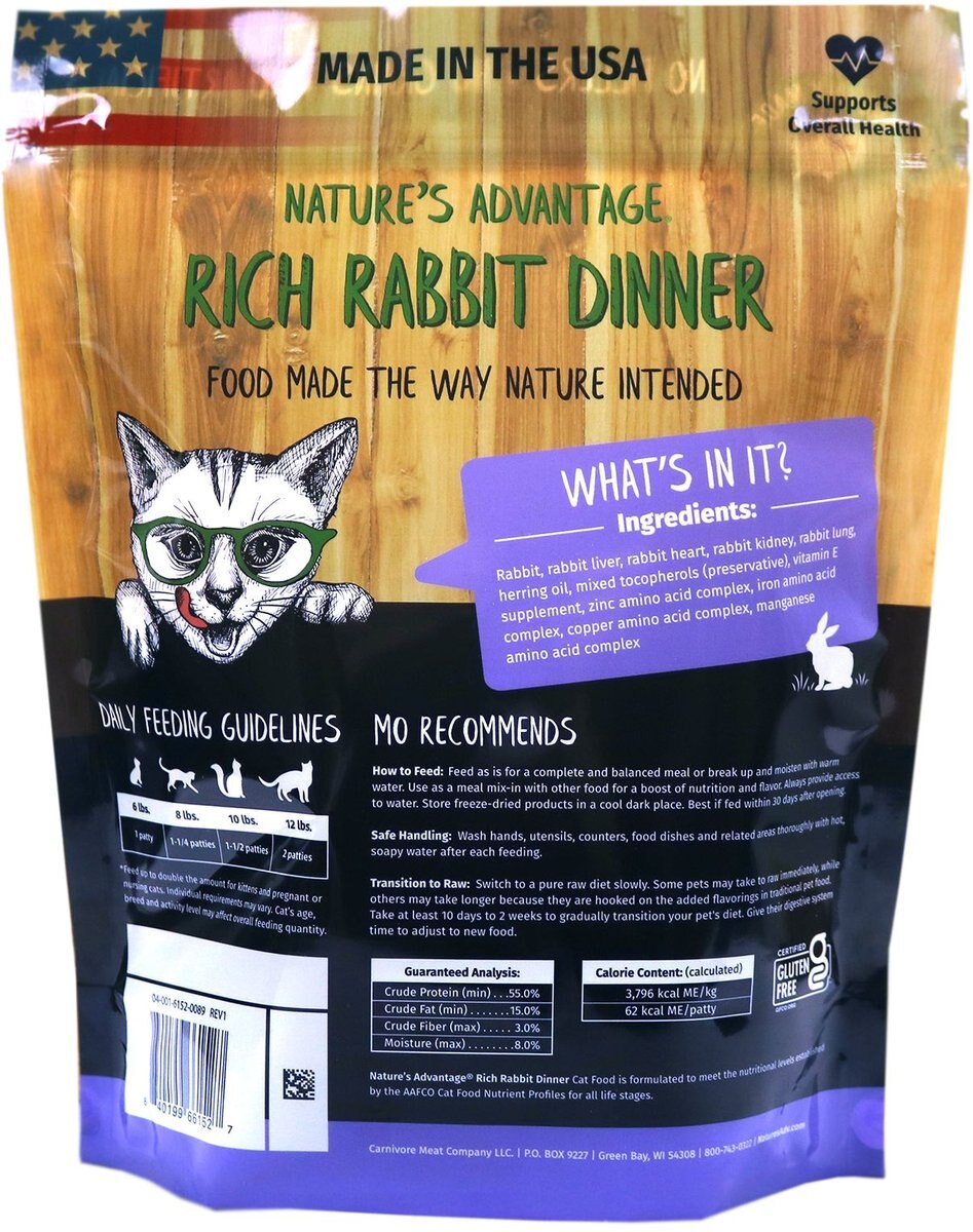 Nature's Advantage Rich Rabbit Dinner Cat Food， 8-oz bag