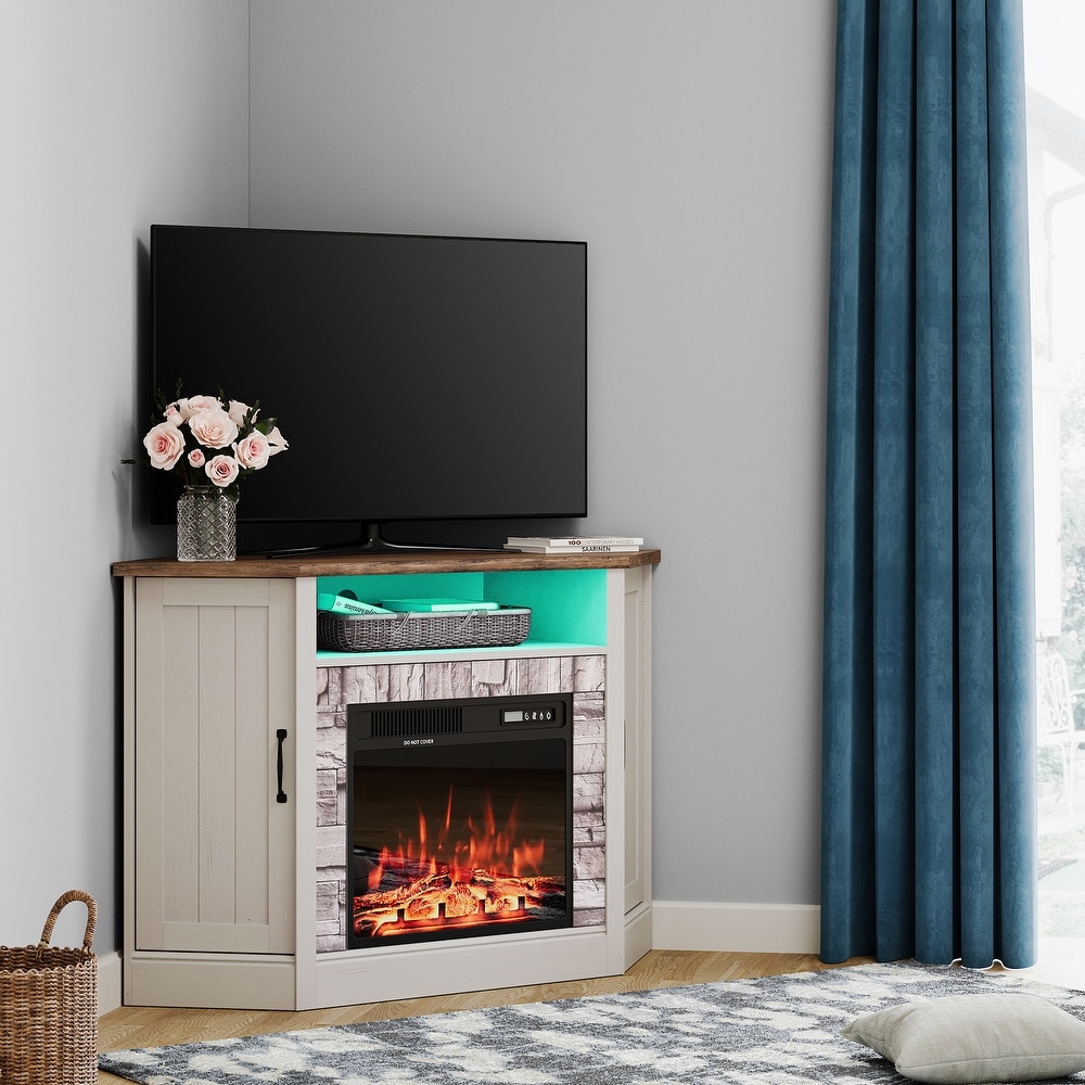 Fireplace Corner TV Stand for 55 Inch TV Entertainment Center 47\