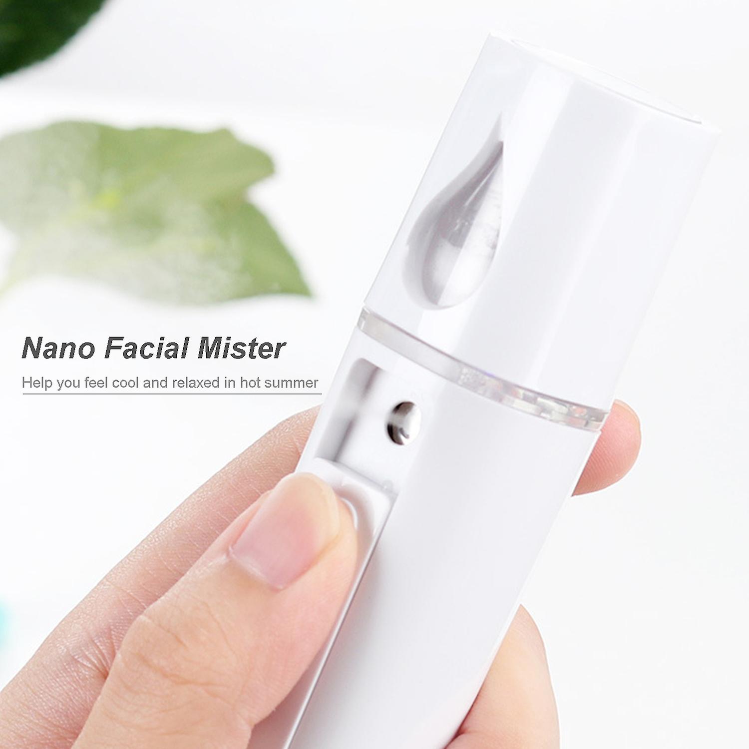 White Nano Facial Mister 20ml Face Humidifier Portable Cool Mist Facial Steamer Spa Moisturizing Hydrating Face Sprayer Usb Rechargeable Handy Mist Sp