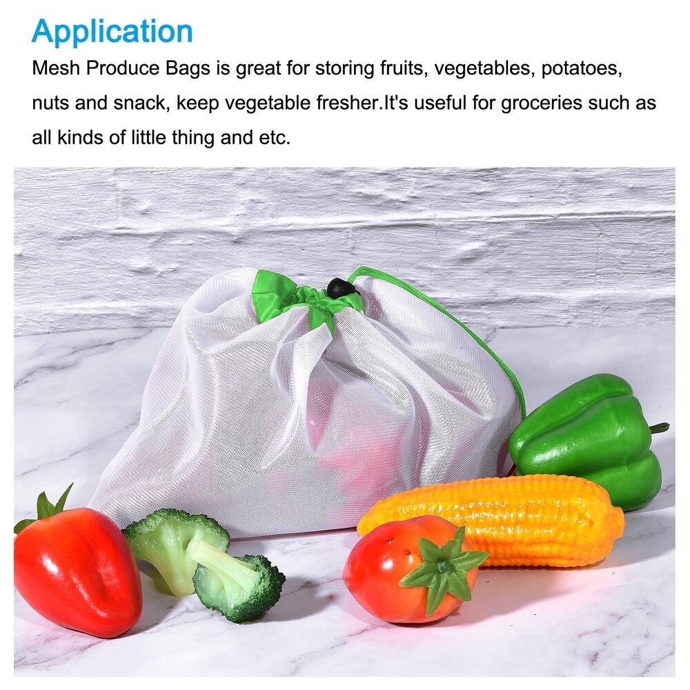 Reusable Mesh Produce Bags 15Packs  Vegetables Storage Bags Green   Green