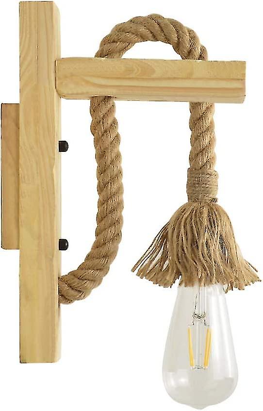 Retro Design ， Wooden Hemp Rope， Hallway Hotel Bedside Lamps， Indoor Wall Lights， Creative Wooden Nostalgic Retro Hemp Rope