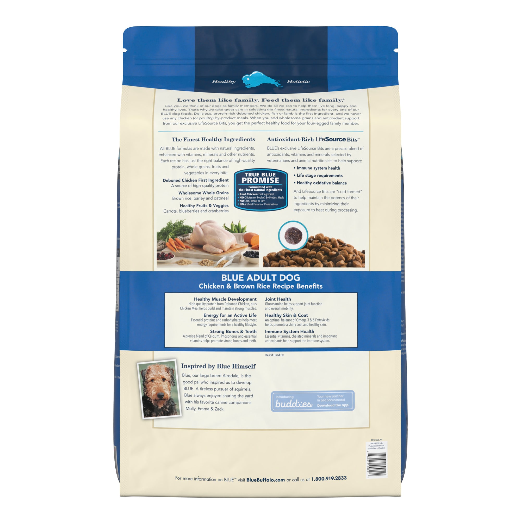 Blue Buffalo Blue Life Protection Formula Adult Chicken and Brown Rice Recipe Dry Dog Food， 30 lbs.