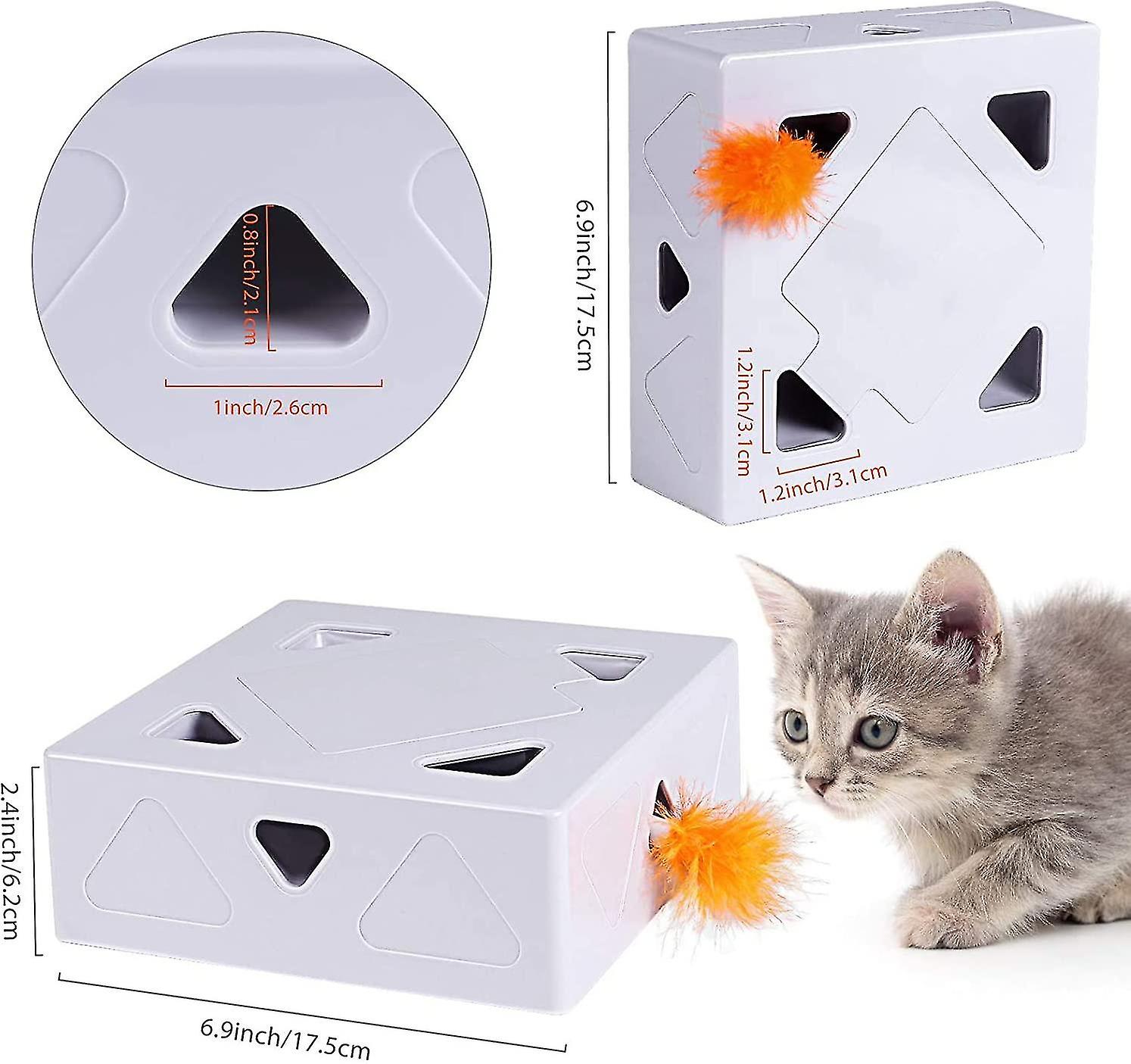 Smart Interactive Cat Toy， Ambush Interactive Electronic Cat Toy With Rotating Feather， Auto-shut Off Funny Cat Feather Magic Box For Indoor Kitty Ent