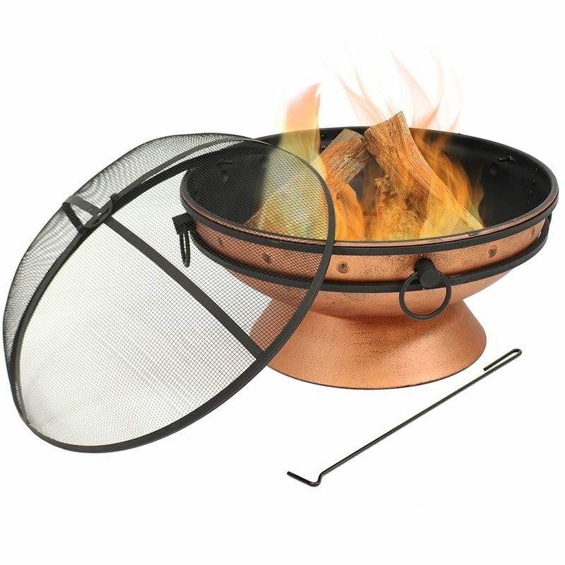 Cauldron Steel Wood Burning Fire Pit with Spark Screen   24'' H x 31'' W x 31'' D