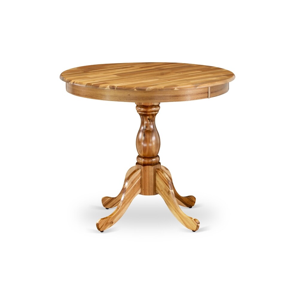 East West Furniture Dining Room Table   a Round kitchen Table Top with Pedestal Base  (Finish Options Available)