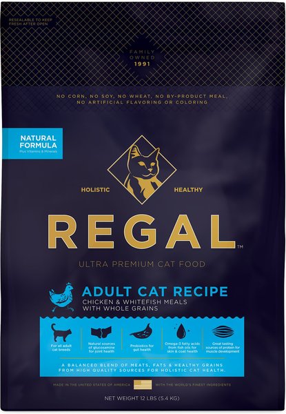 Regal Pet Foods Adult Cat Recipe Chicken and Whitefish Meals Whole Grains Dry Cat Food