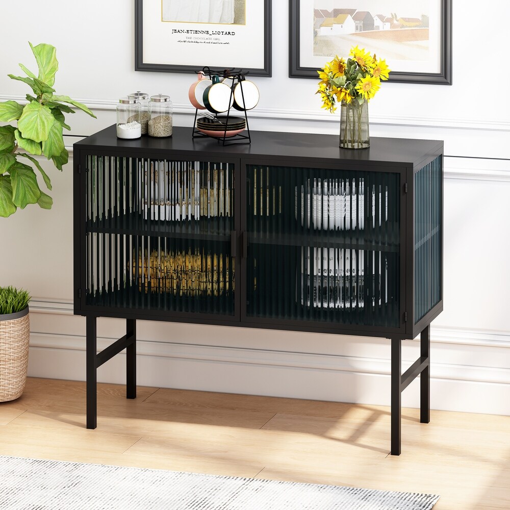 Modern Glass Storage Cabinet Sideboard Buffet