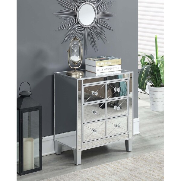 Silver Orchid Bertram 3-drawer Mirrored End Table