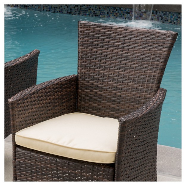 Malta Set Of 2 Wicker Patio Dining Chair With Cushion Brown Christopher Knight Home