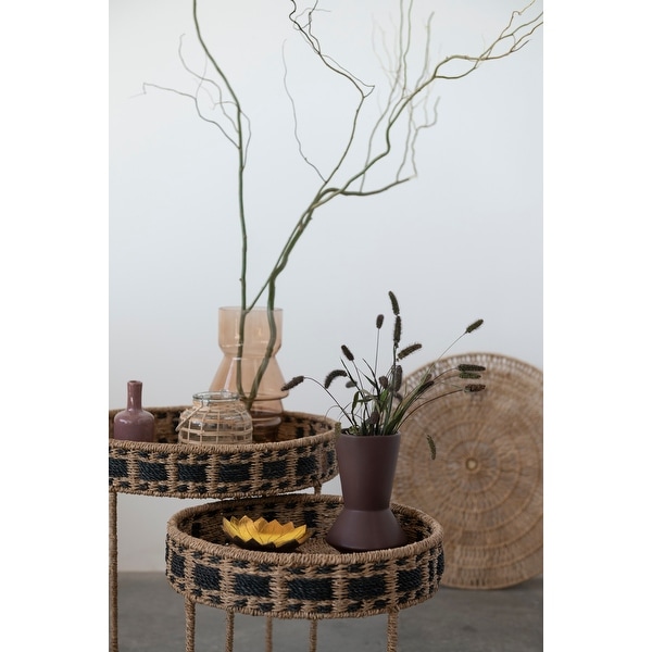 Braided Bankuan and Abaca Rope Nesting Tables， Set of 2 - 45% Bankuan， 30% Abaca， 15% Rattan， 10% Iron