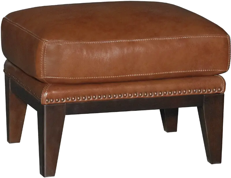 Brewster Chestnut Brown Leather-Match Ottoman