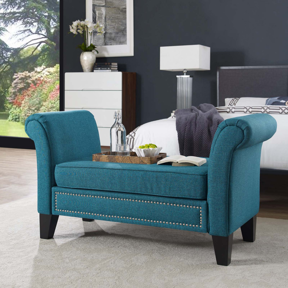 Rendezvous Upholstered Fabric Bench   Contemporary   Upholstered Benches   by Homesquare  Houzz