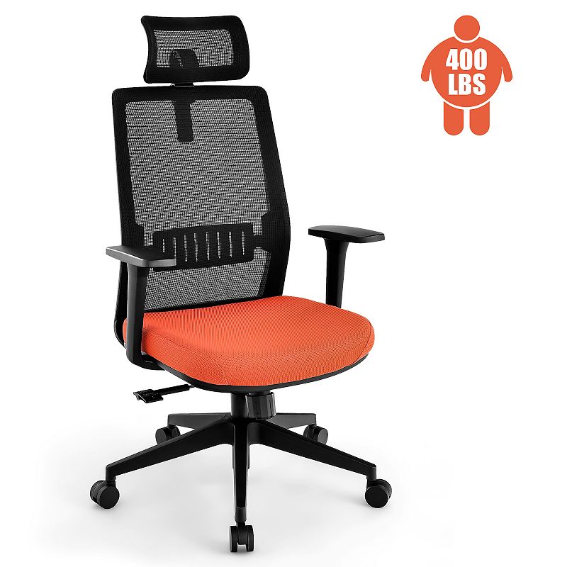 Ergonomic Office Chair With Lumbar Support And Adjustable Headrest-black