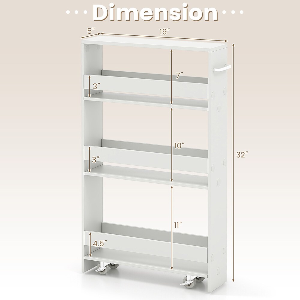 Costway 4 Tier Slim Storage Cart with Open Shelves Rolling Kitchen   See Details