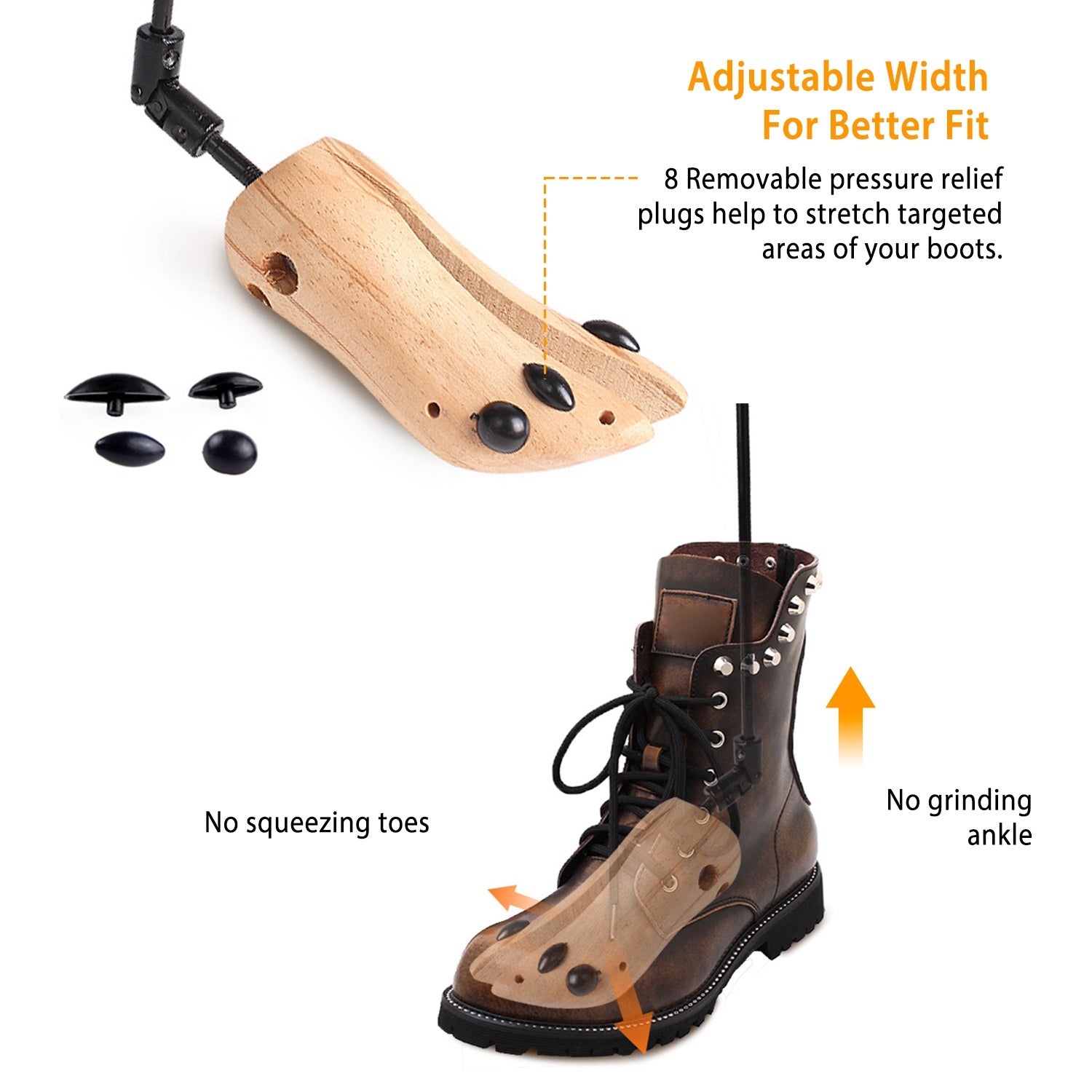 iMounTEK Adjustable Shoes Stretcher Women Men Professional Shoe Shaper Boot Widener Expander Wooden Boot Stretcher(L)