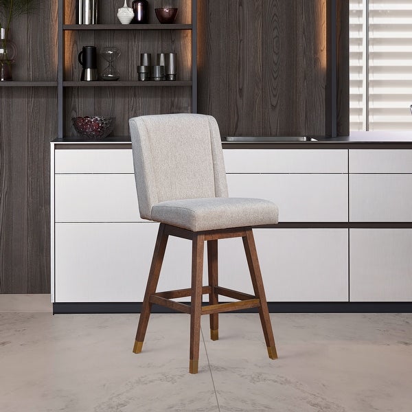 Stancoste Swivel Bar or Counter Stool in Oak Wood Finish with Fabric