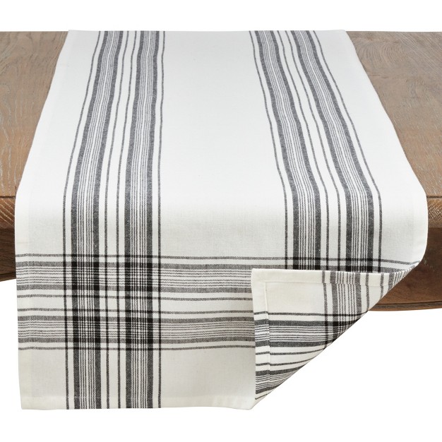 Saro Lifestyle Cotton Table Runner With Plaid Design