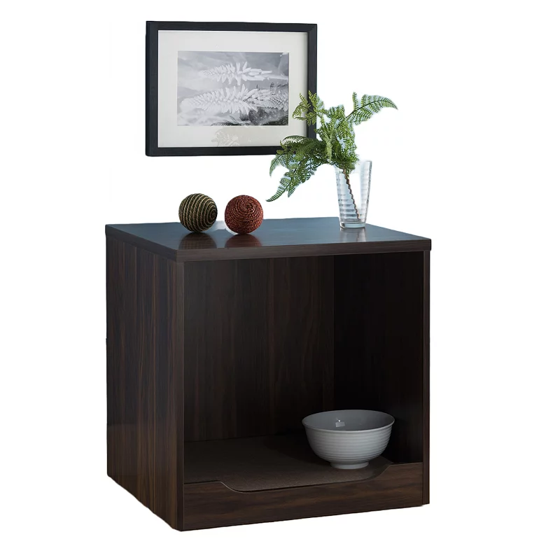 FC Design Dark Walnut Pet End Table with Removable Mat Living Room Storage Convenience