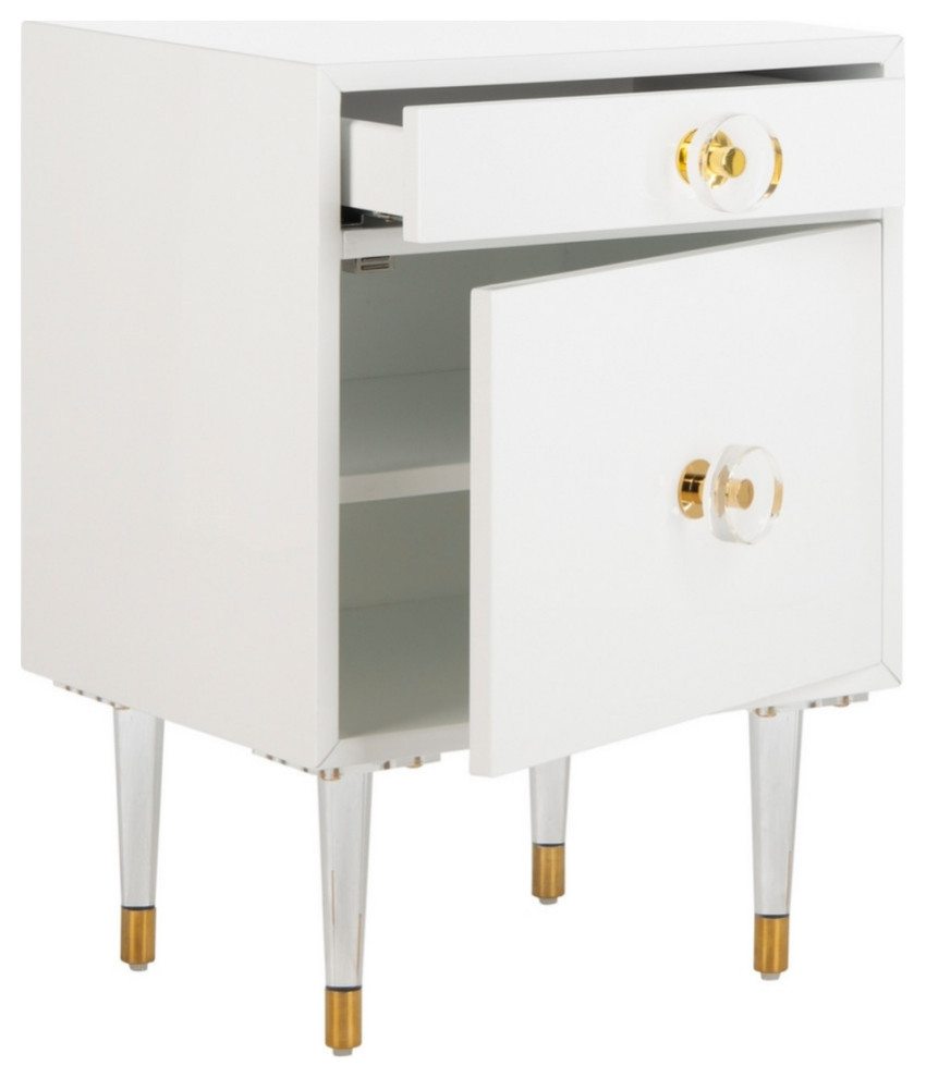 Mulberry 2 Drawer Side Table White / Gold   Midcentury   Side Tables And End Tables   by AED Luxury Home Decor  Houzz