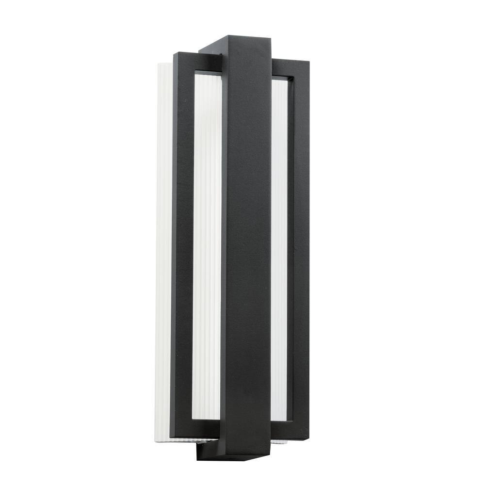 KICHLER Sedo 18.25 in. 1-Light Satin Black Outdoor Hardwired Wall Lantern Sconce with Integrated LED (1-Pack) 49434SBK