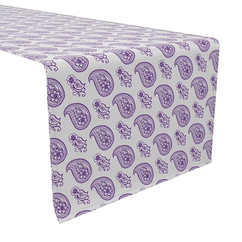 Table Runner， 100% Cotton， 16x72， Purple Paisley Petals