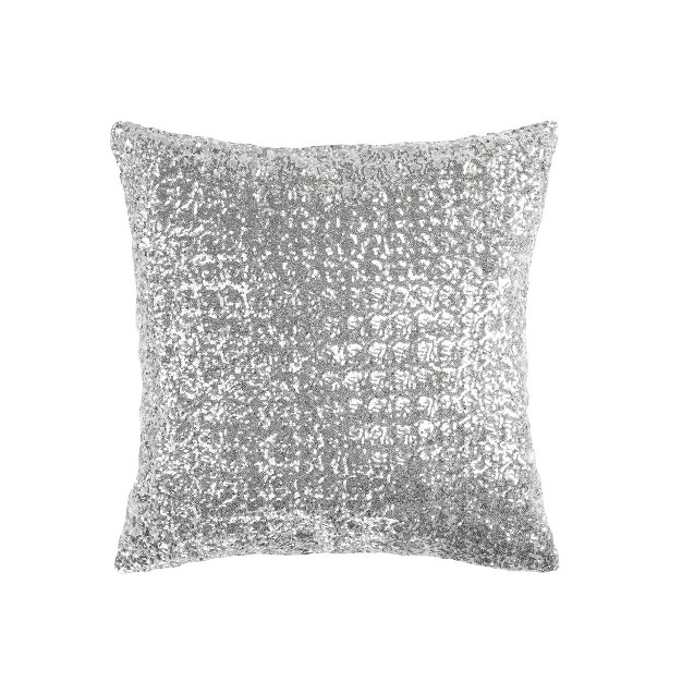 Oversize Sequins Square Throw Pillow Silver Lush D cor