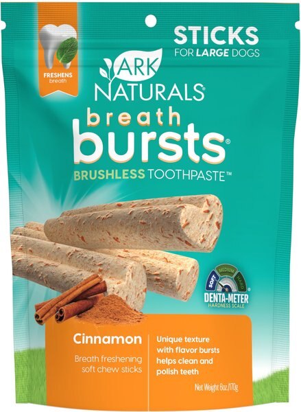 Ark Naturals Breath Bursts Cinnamon Sticks Dental Dog Treats， 6-oz bag