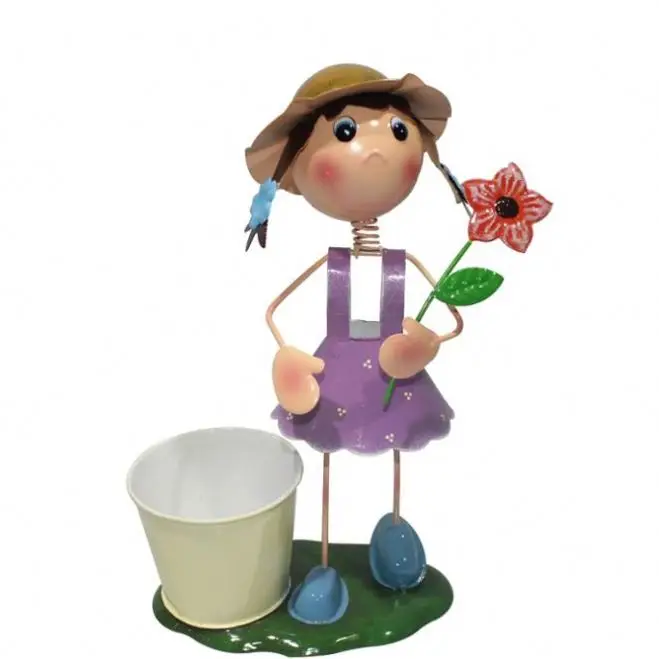 NewArt cheap metal doll garden decor craft flower pots wholesale