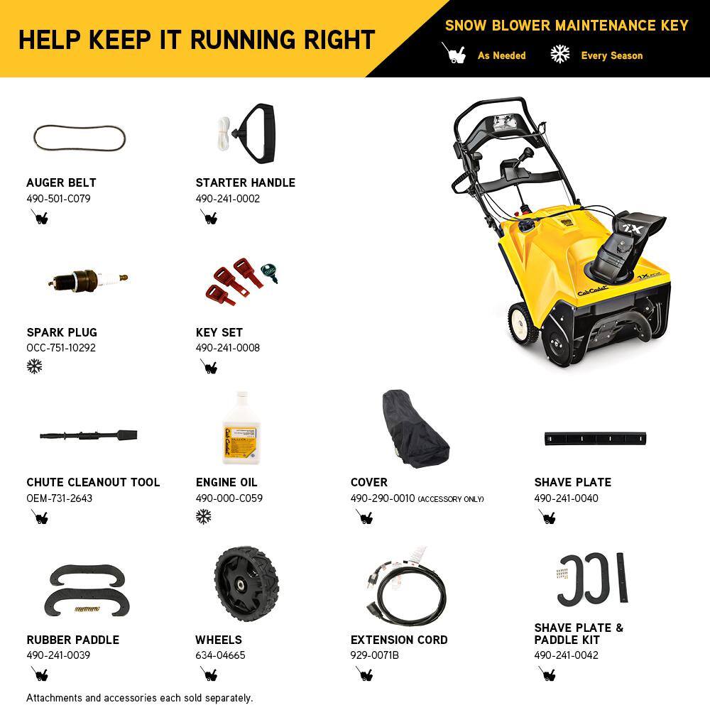 Cub Cadet 1X 21 in. 208 cc Single-Stage Electric Start Gas Snow Blower with Remote Chute Control and Headlight 1X 21