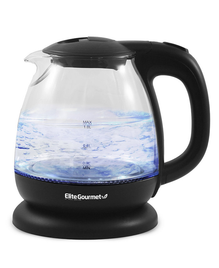 Elite Gourmet 33.8 Ounce Glass Hot Water Kettle 1000 Watts