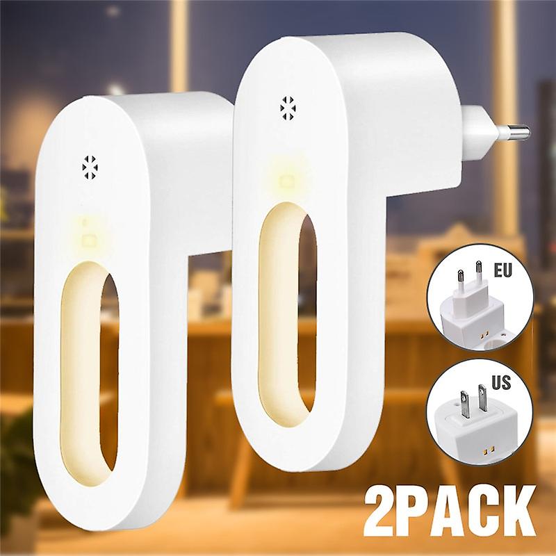 2pcs Plug-in Night Light Warm White Led Night Lights Dusk To Dawn Sensor For Bedroom Bathroom Kitchen Corridor Stairs Eu Plug