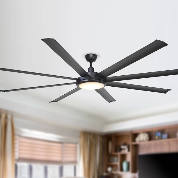 75-inch Larger Black 8-Blade Aluminum LED Ceiling Fan with Remote Shopping - The Best Deals on Ceiling Fans | 38746413