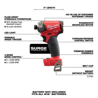 MW M18 FUEL SURGE 18-Volt Lithium-Ion Brushless Cordless 14 in. Hex Impact Driver with 8.0 Ah Starter Kit 2760-20-48-59-1880