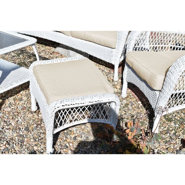 Jeco White Wicker 6piece Seating Set with Tan Cushions