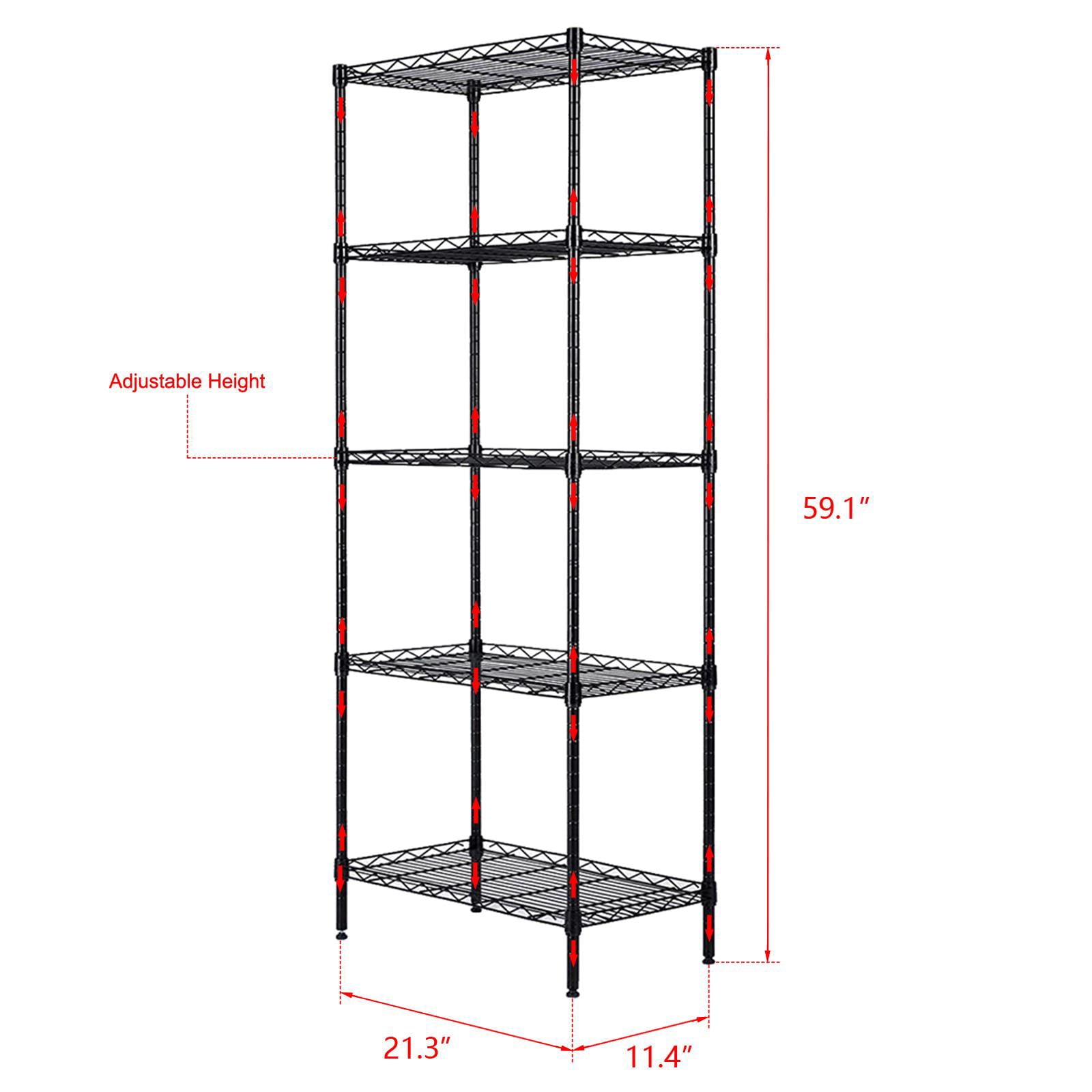 Zimtown Wire Shelving 5 Tier Metal Storage Rack Shelf 5 Shelf Shelves Unit Kitchen, Capacity for 550 lbs